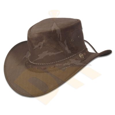 D-Brown Pull Up Leather Hat
